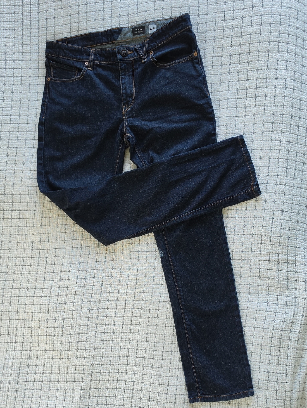Volcom 32x30 Men's Slim Straight Vorta Jeans Dark